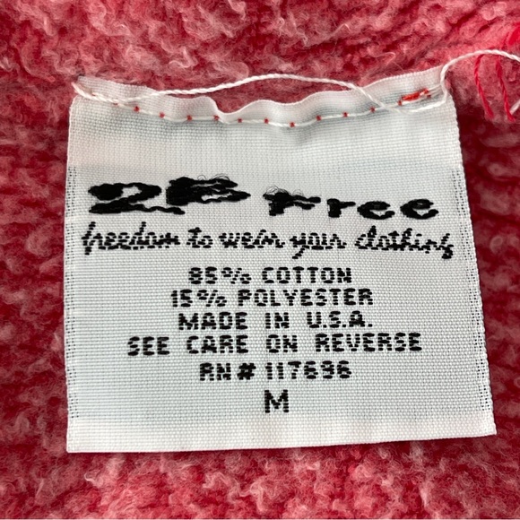 2B Free Pink Long Sleeve Sweatshirt Size M Raw Hem Butterfly Graphic Tattoo Art - Picture 9 of 10